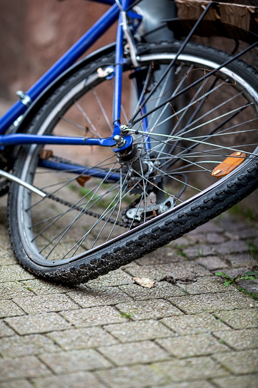 bent wheel after a bicycle accident