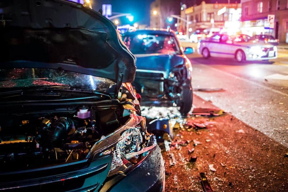 car-accident-lawyer-worcester-massachusetts front-end of vehicle after car accident in Worcester, MA