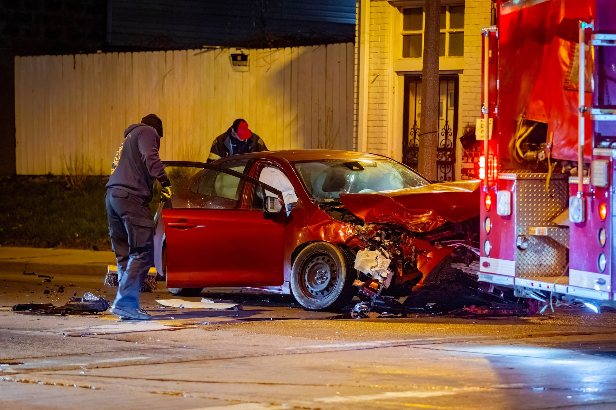 Car Accident lawyer wilbraham front-end of vehicle after car accident in Worcester, MA