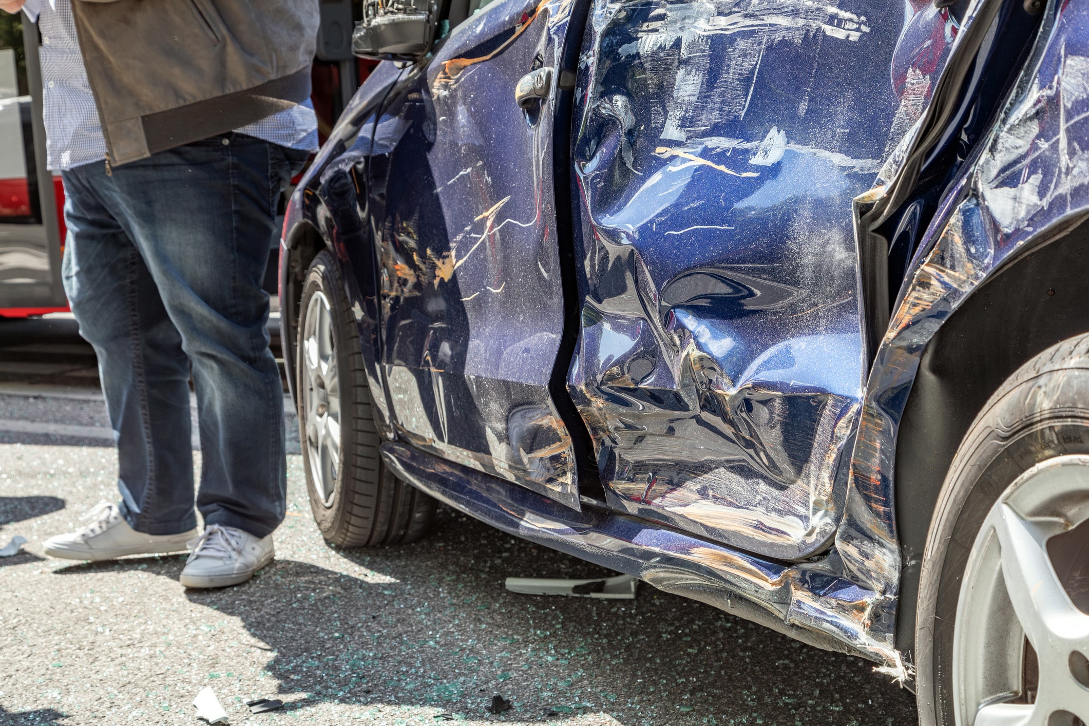 Car accident lawyer near westborough front-end of vehicle after car accident in Worcester, MA