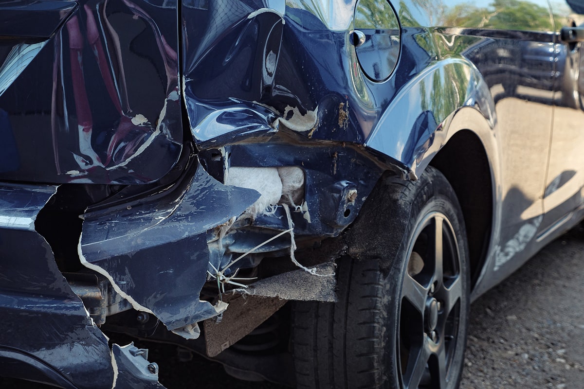 Holden ma car accident lawyer front-end of vehicle after car accident in Worcester, MA