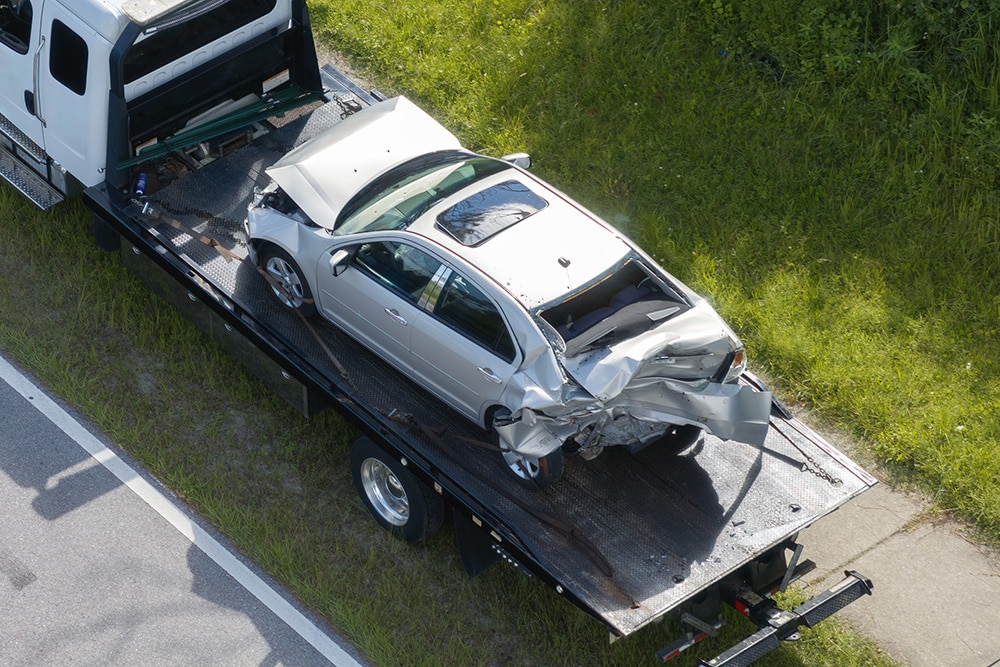 chicopee ma Car accident lawyer front-end of vehicle after car accident in Worcester, MA